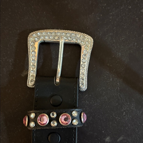 Western black belt with clear and pink stones - Picture 10 of 10